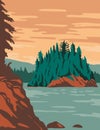 Isle Royale National Park and of islands in Lake Superior Michigan United States WPA Poster Art Color