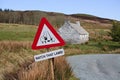 Isle of Skye Landscape. Lamb notice sign Royalty Free Stock Photo