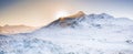 Isle of Skye landscape - winter scenery on Cuillin Hills, snow covered mountains in Scotland Royalty Free Stock Photo