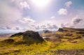 Isle of skye, Quiraing mountain, Scotland scenic landscape Royalty Free Stock Photo