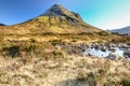 Isle of Skye, The Sligachan River and Marsco in winter scenery, Inner Hebrides, Highland, Scotland