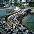 Breakwater rocks ocean blue water ventnor