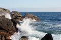 Isles of Scilly, UK - Waves crashing onto rocks at Peninnis Head, St.Mary`s