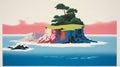 Islet: 1970s Screen Printed Color Blocking