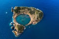 Islet of Vila Franca do Campo - formed by the crater of an old underwater volcano near San Miguel island, Azores Royalty Free Stock Photo