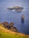 The islets or Motus from the Rano Kao volcano on Easter Island. Rapa Nui