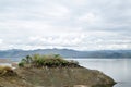 Islets or small islands form within the lake when water recede during long summer Royalty Free Stock Photo