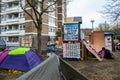 ISLINGTON, LONDON, ENGLAND- 18 November 2020: Save Our Trees protest camp at Dixon Clark Court