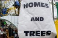 ISLINGTON, LONDON, ENGLAND- 18 November 2020: Save Our Trees protesters at Dixon Clark Court, protesting against the destruction