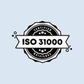 ISO 31000 badge. Vector. ISO 31000 stamp icon. Certified badge logo. Stamp Template. Label, Sticker, Icons. Vector EPS 10.