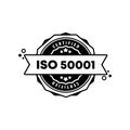 ISO 50001 badge. Vector. ISO 50001 standard certificate stamp icon. Certified badge logo. Stamp Template. Label, Sticker, Icons.