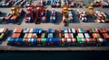 ISO cargo container top view. Shipping global transport delivery harbor box. Dock storage port sea vessel illustration Royalty Free Stock Photo