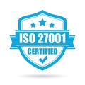 Iso 27001 certicied blue icon Royalty Free Stock Photo