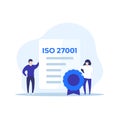 ISO 27001 certificate and people, vector