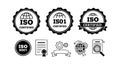 ISO certification icons set with globe and document symbols for quality standards and compliance vector collection Royalty Free Stock Photo