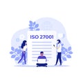 ISO 27001 certification and people, vector art