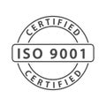 ISO 9001 certification stamp. Flat style, simple design