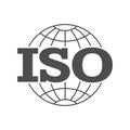 ISO 9001 certification stamp. Flat style, simple design