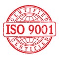 ISO 9001 certification stamp. Flat style, simple design