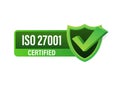 ISO 27001 Certified badge, icon. Certification stamp. Flat design vector Royalty Free Stock Photo