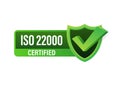 ISO 22000 Certified badge, icon. Certification stamp. Flat design vector Royalty Free Stock Photo