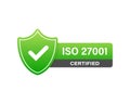ISO 27001 Certified badge, icon. Certification stamp. Flat design vector. Royalty Free Stock Photo