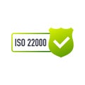 ISO 22000 Certified badge, icon. Certification stamp. Flat design. Vector illustration. Royalty Free Stock Photo