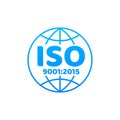 ISO 9001 Certified badge, icon. Certification stamp. Flat design vector. Royalty Free Stock Photo