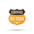 ISO 22000 Certified badge, icon. Certification stamp. Flat design vector. Vector illustration. Royalty Free Stock Photo