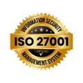 ISO 27001 Certified Badge Or Information Security Management System, ISO 27001 Vector Icon, Rubber Stamp, Seal, Label, Emblem, Royalty Free Stock Photo