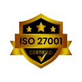 ISO 27001 Certified Badge Or Information Security Management System, ISO 27001 Vector Icon, Rubber Stamp, Seal, Label, Emblem, Royalty Free Stock Photo