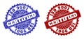ISO 9001 CERTIFIED Blue and Red Round Stamp Seals with Grunge Textures