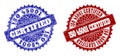 ISO 45001 CERTIFIED Blue and Red Rounded Stamps with Scratched Surfaces