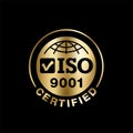ISO 9001 Certified golden sign Royalty Free Stock Photo