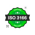 ISO 3166 Certified green vector stamp. Flat certification label isolated on white background. Food safety concept