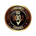 ISO 9001 Certified Rubber Stamp, Badge, Label, Logo, QMS Standard Vector, International Quality Management Systems Approved Emblem Royalty Free Stock Photo