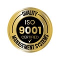 ISO 9001 Certified Rubber Stamp, Badge, Label, Logo, QMS Standard Vector, International Quality Management Systems Approved Emblem Royalty Free Stock Photo