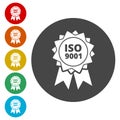 ISO 9001 certified sign icon. Certification stamp