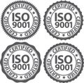 ISO 9001 certified sign set, vector illustration