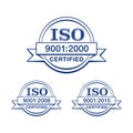 ISO 9001 2000, 2008 and 2015 certified stamp