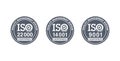 ISO 9001, 14001 and 22000 certified stamps