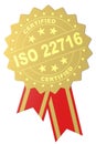ISO 22716 certified word on golden sea