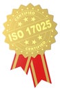 ISO 17025 certified word on golden seal Royalty Free Stock Photo