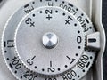 ISO and exposure compensation control dial on SLR camera