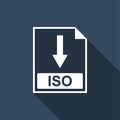 ISO file document icon. Download ISO button icon isolated with long shadow Royalty Free Stock Photo