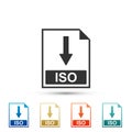 ISO file document icon. Download ISO button icon isolated on white background. Set elements in colored icons Royalty Free Stock Photo