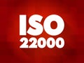 ISO 22000 - Food safety management system which provides requirements for organizations in the food industry, concept for