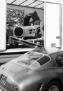 Iso Grifo A3C racing car and Classic Ferrari 250GT Black and White