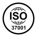 Iso 37001 icon. Anti-Bribery Management Systems. Standard quality symbol. Vector button sign isolated on black background