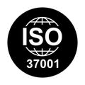 Iso 37001 icon. Anti-Bribery Management Systems. Standard quality symbol. Vector button sign isolated on black background